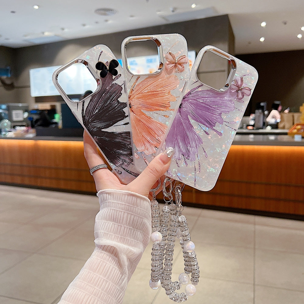 Gradient Butterfly Pattern PC (Hard) Phone Case with Bracelet - iPhone 13 Pro Max