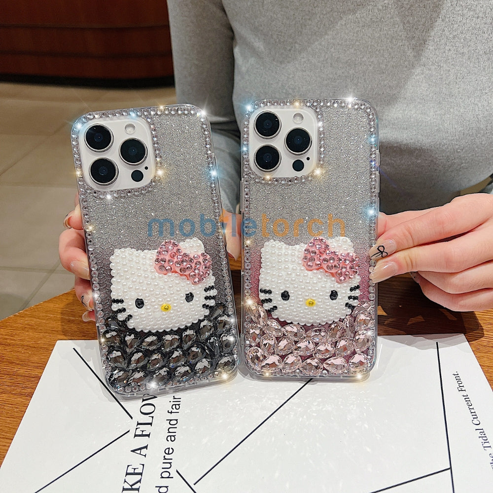 Handmade 3D Pearl Kitty PC (Hard) Phone Case - iPhone 15 Pro Max