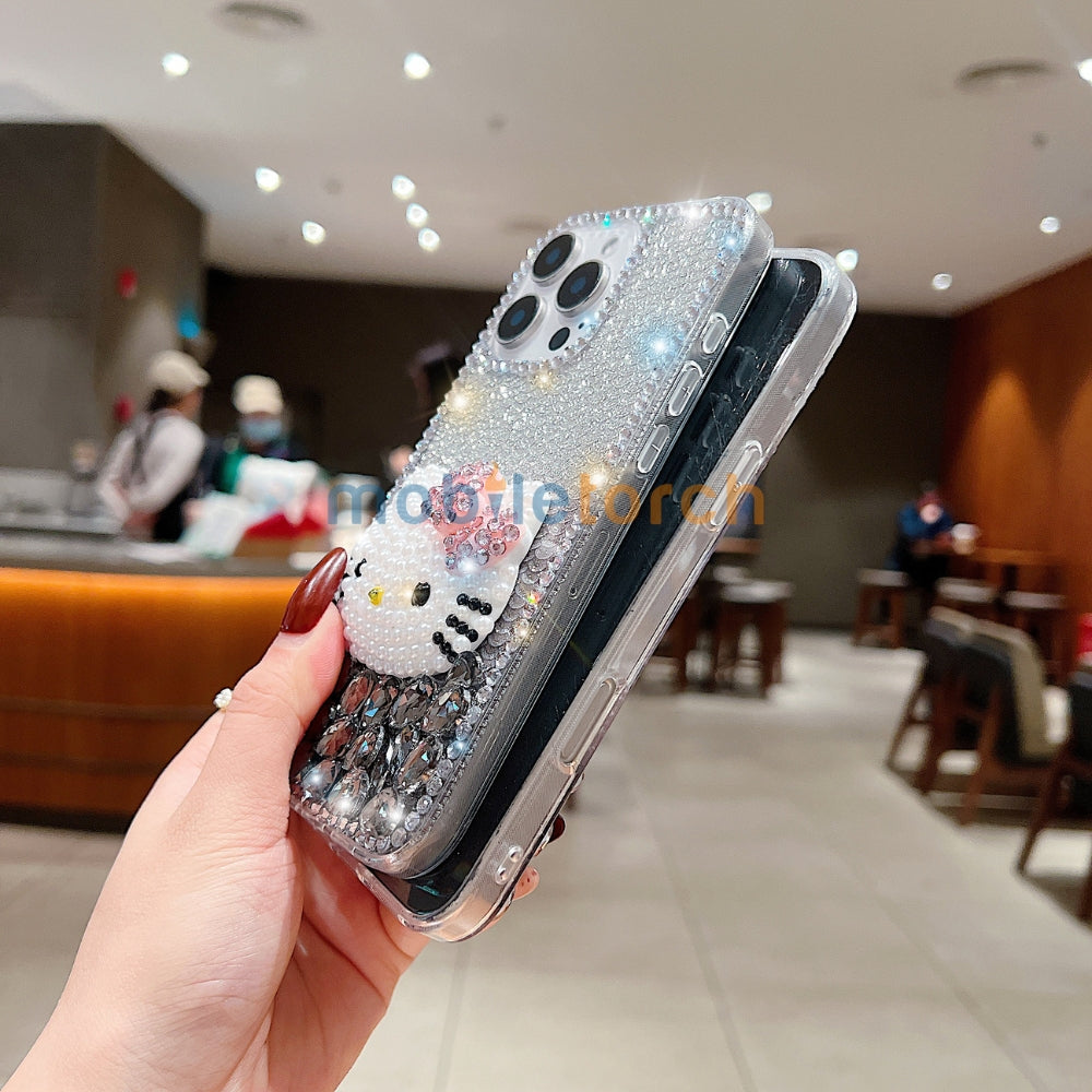 Handmade 3D Pearl Kitty PC (Hard) Phone Case - iPhone 15 Pro Max