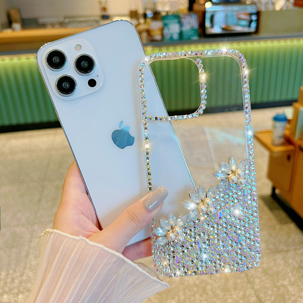 Handmade Transparent Diamond Gemstone Soft Case - iPhone 14 Pro
