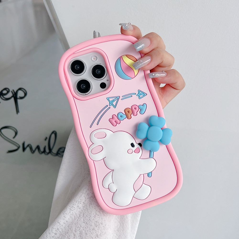 Happy Rabbit with Cute Spin Windmill Silicone Phone Case