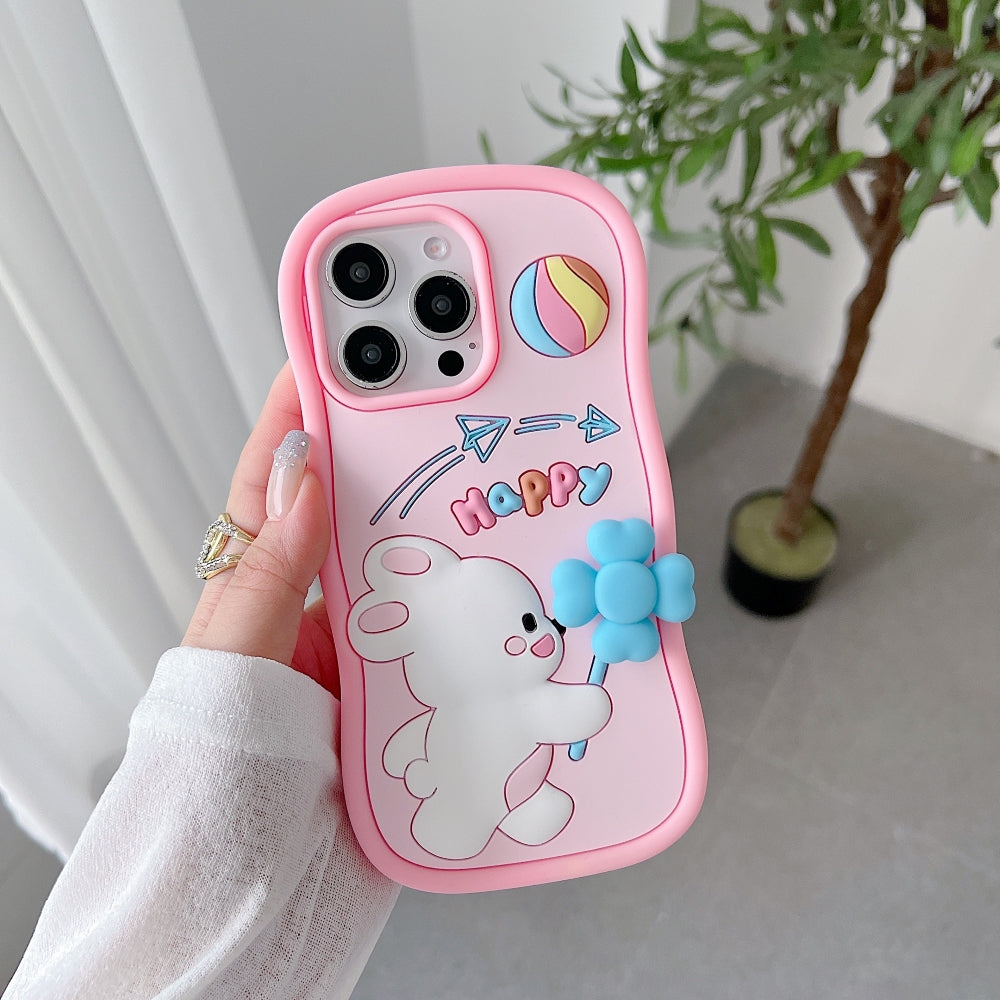 Happy Rabbit with Cute Spin Windmill Silicone Phone Case