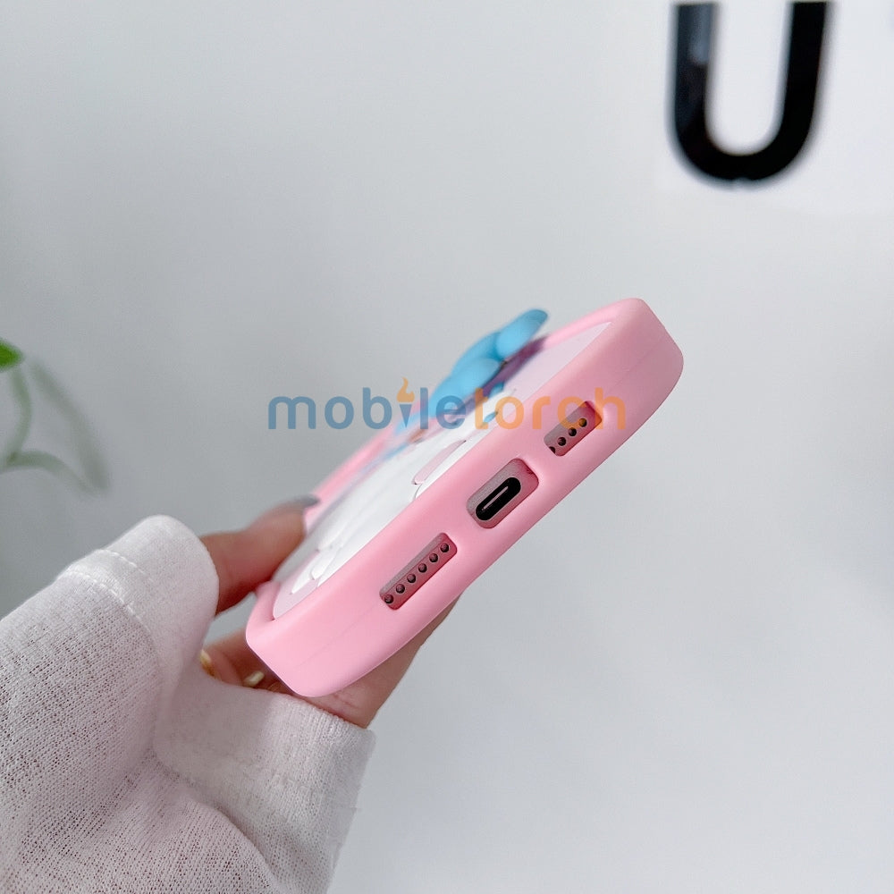 Happy Rabbit with Cute Spin Windmill Silicone Phone Case - iPhone 13 Pro Max