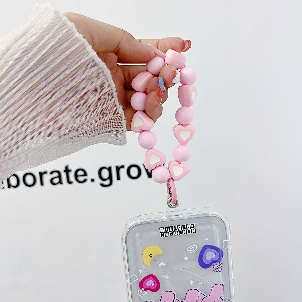 Cord String Strap Heart Pearl Beads Mobile Charm | Keychain | Handbag Charm
