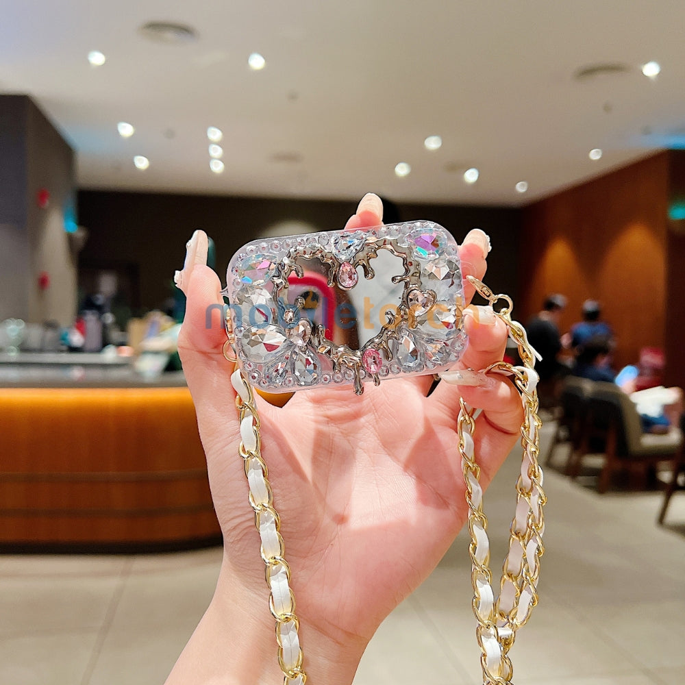 Heart Shape Mirror Pattern Universal Stand with Crystal Bracelet