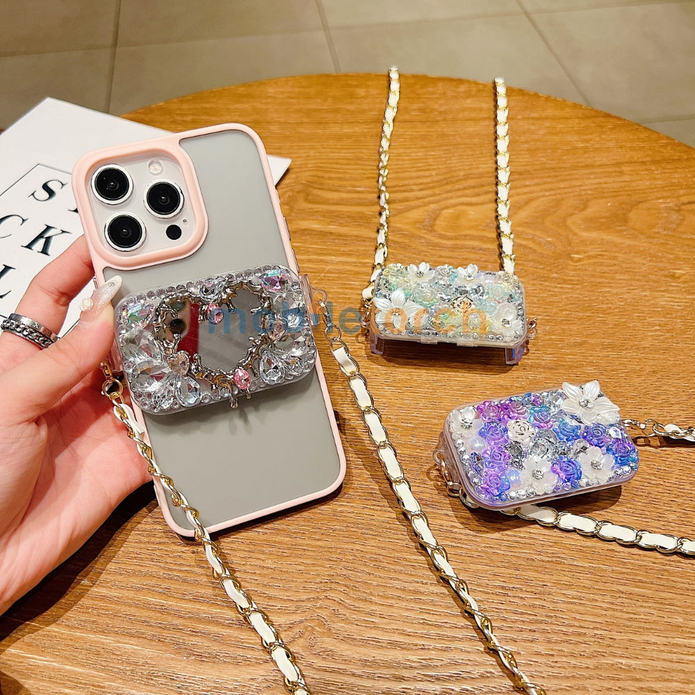 Heart Shape Mirror Pattern Universal Stand with Crystal Bracelet