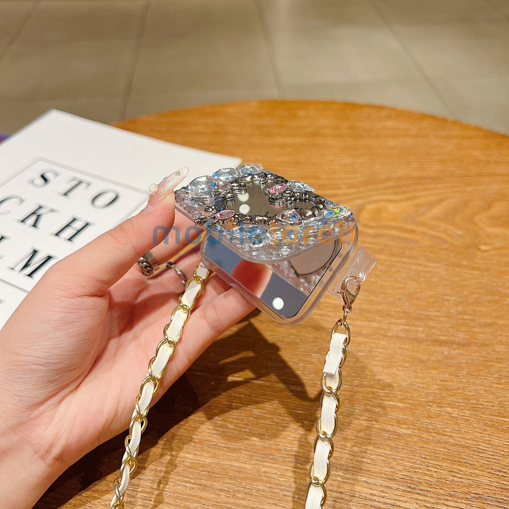 Heart Shape Mirror Pattern Universal Stand with Crystal Bracelet