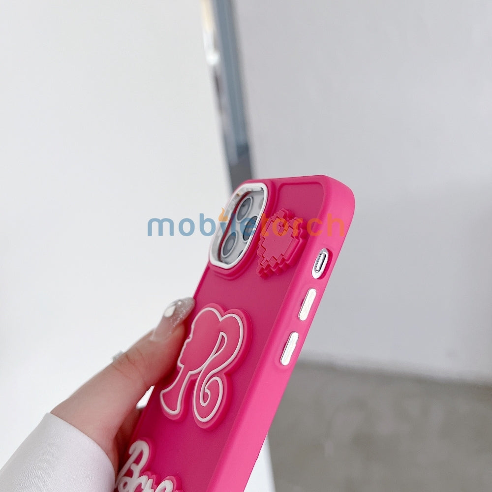 Heart and Doll Charm Silicone Soft Phone Case with Bracelet - iPhone 15 Pro Max
