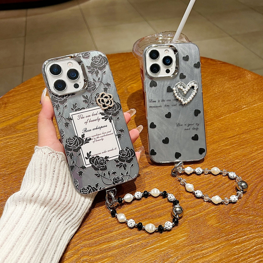 Heart and Rose Printed Phone Case