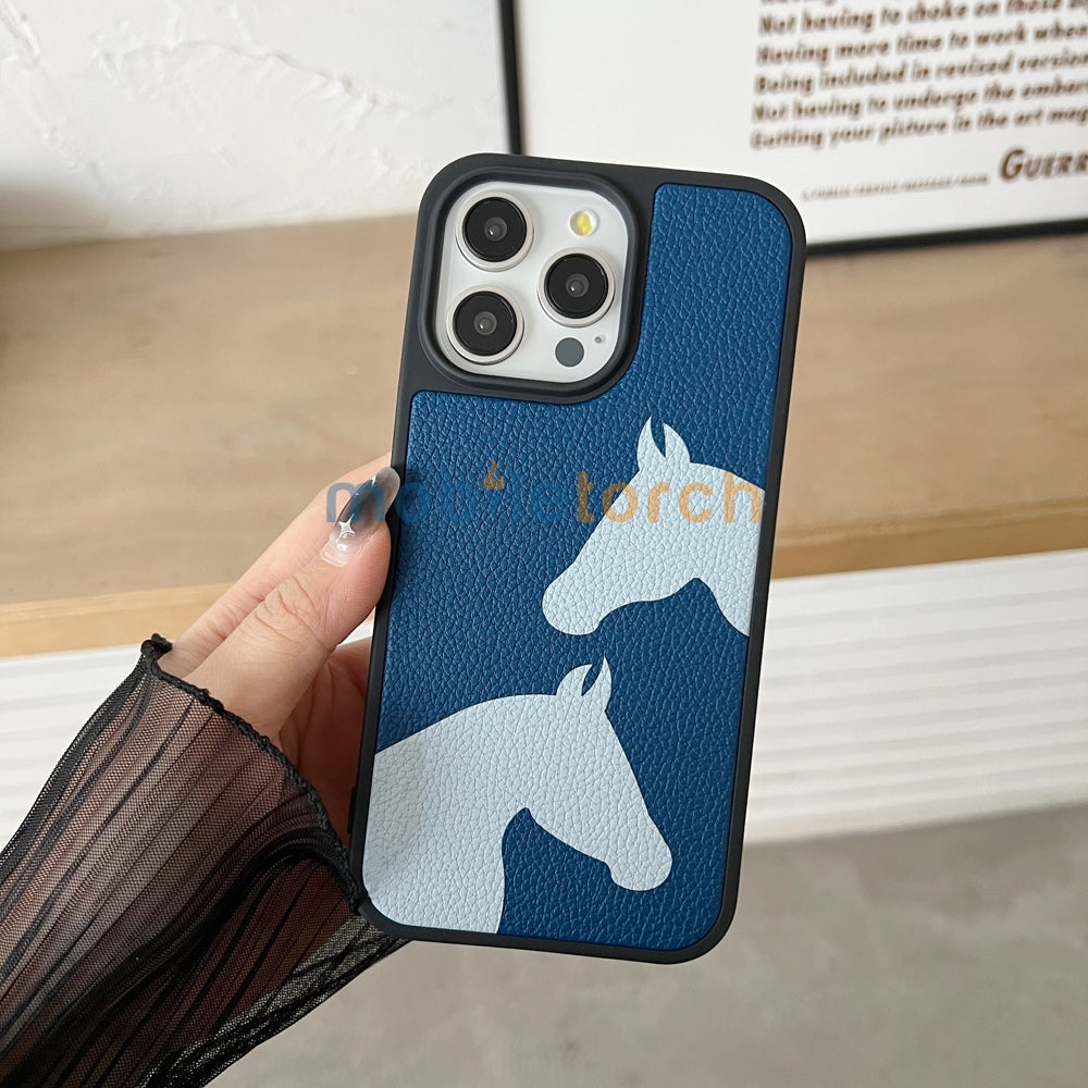 Horse Color Printed PU Leather Shockproof Phone Case - iPhone 11
