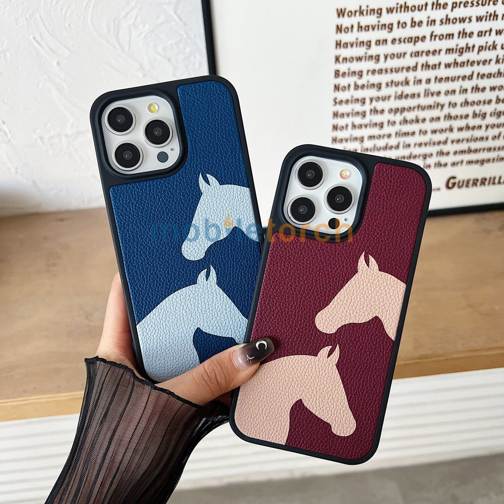 Horse Color Printed PU Leather Shockproof Phone Case - iPhone 11