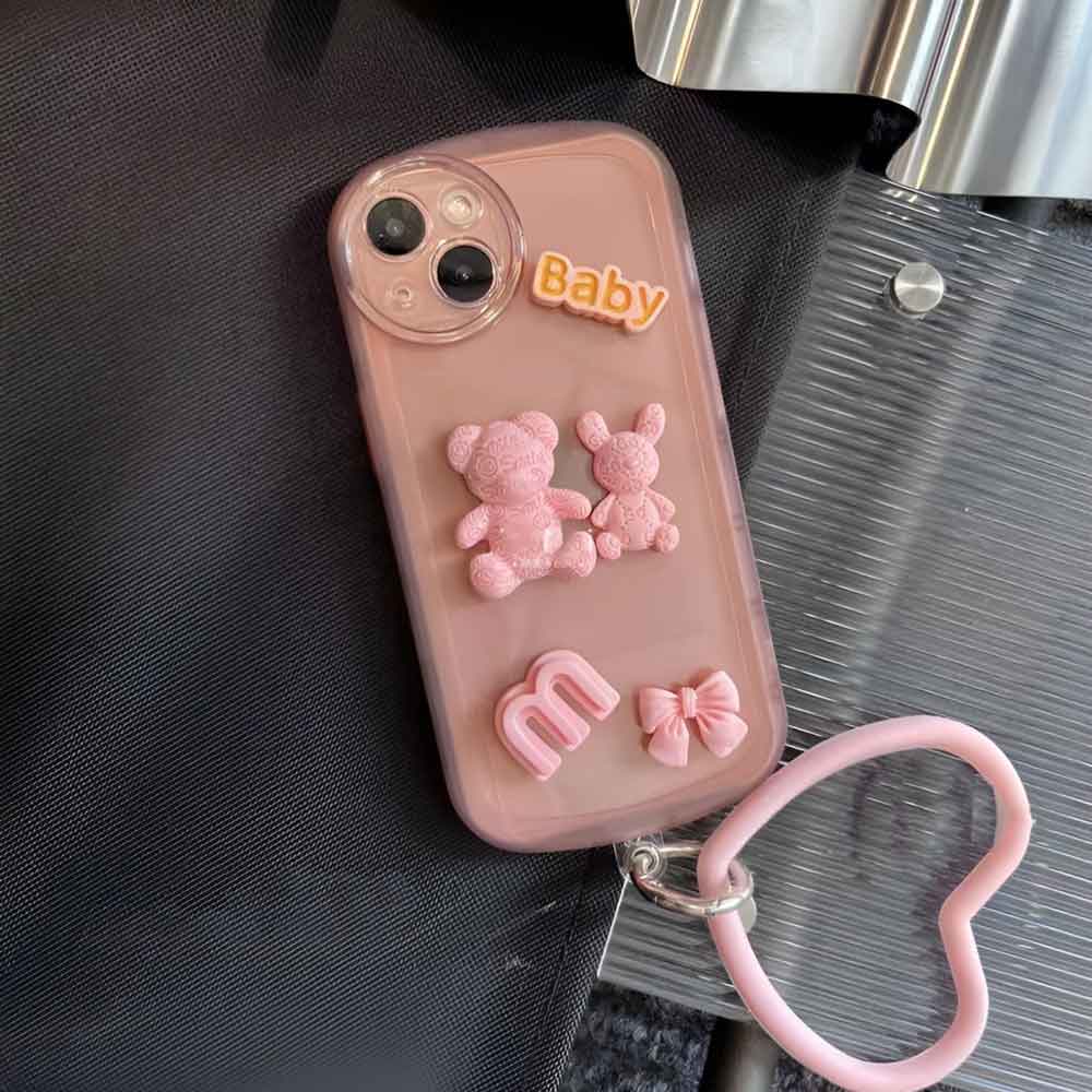 3D Teddy Ornament Heart Bracelet Color Transparent Cover