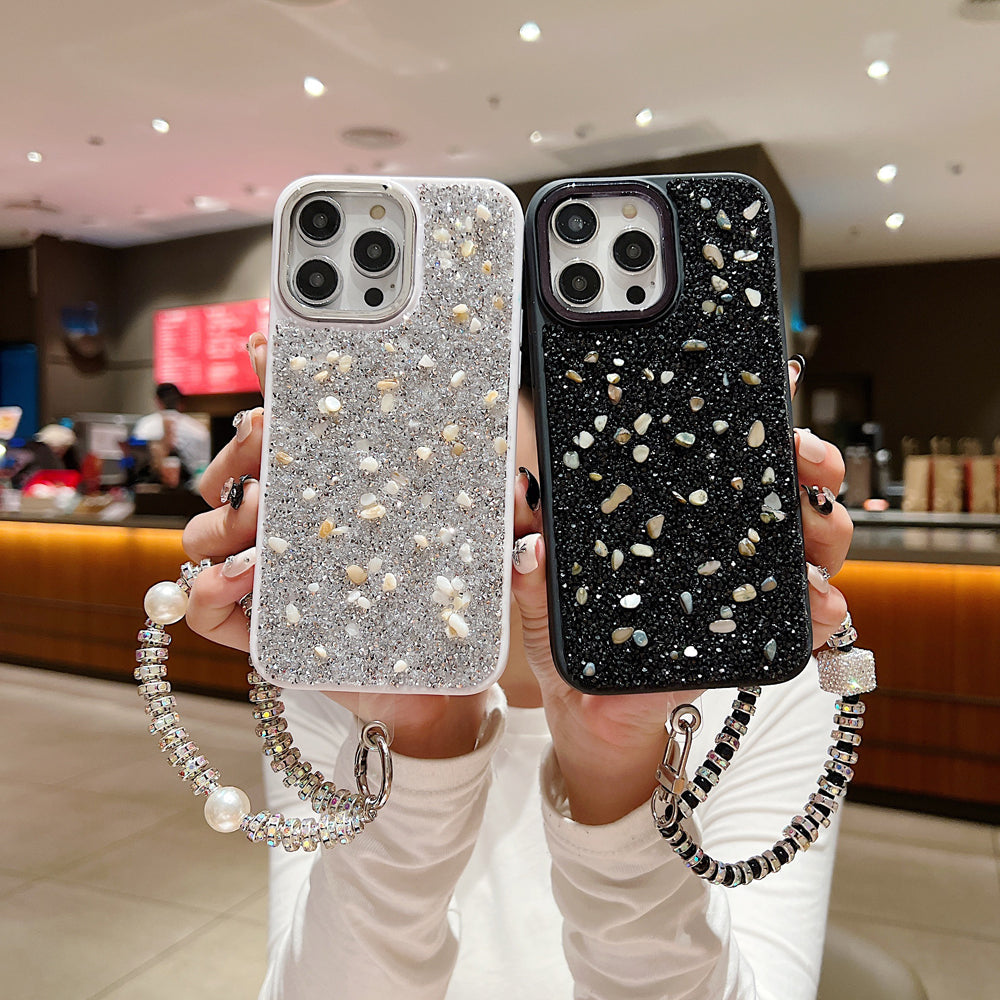 Electroplated Glitter and Stone Bling Phone Case With Bracelet - iPhone 13
