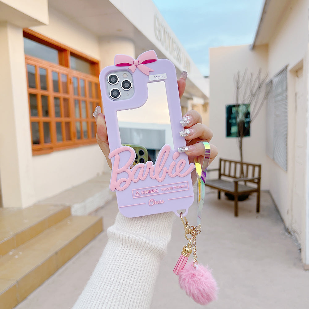 3D Barbie Silicone Soft Phone Case With Mirror - iPhone 15 Pro