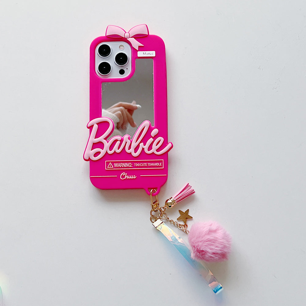 3D Barbie Silicone Soft Phone Case With Mirror - iPhone 15