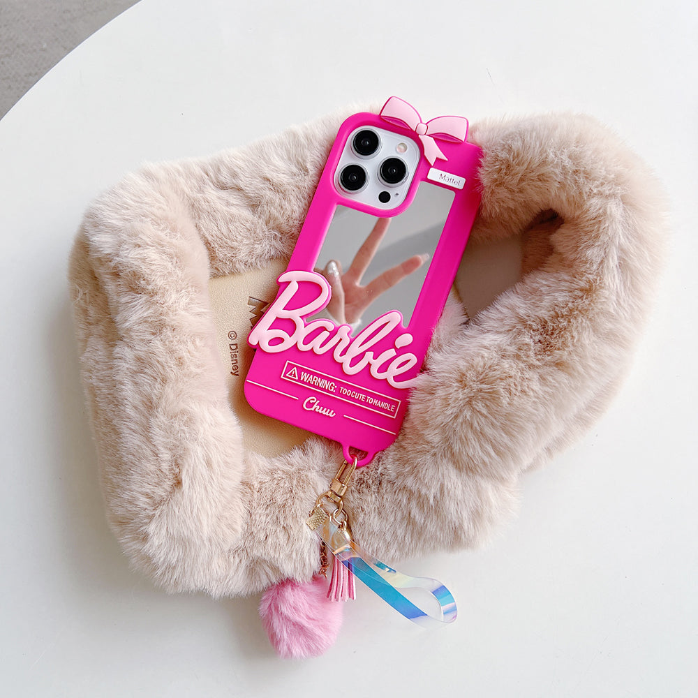 3D Barbie Silicone Soft Phone Case With Mirror - iPhone 15 Pro Max