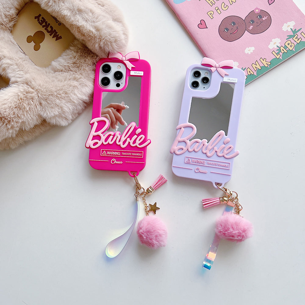 3D Barbie Silicone Soft Phone Case With Mirror - iPhone 12