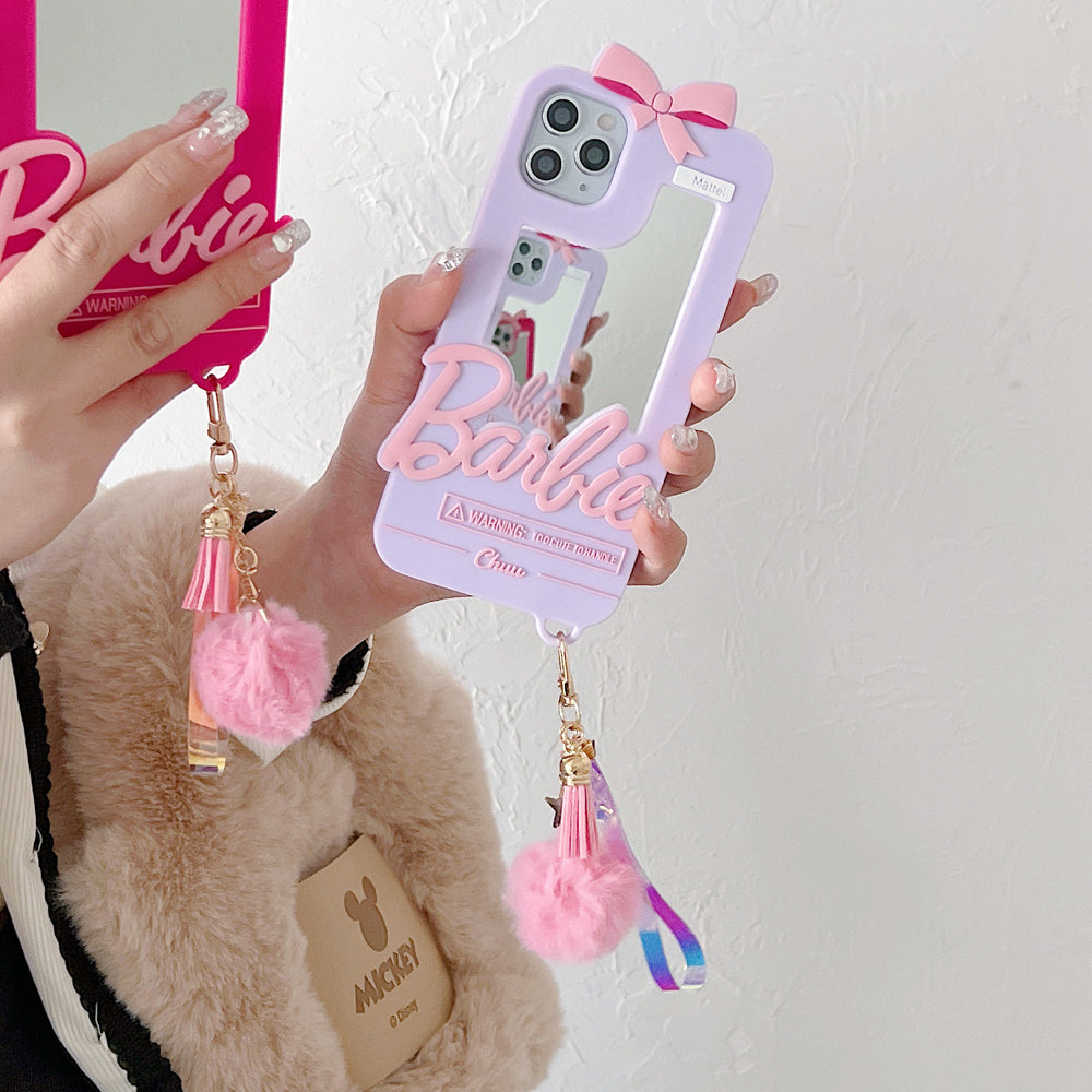 3D Barbie Silicone Soft Phone Case With Mirror - iPhone 14 Pro Max