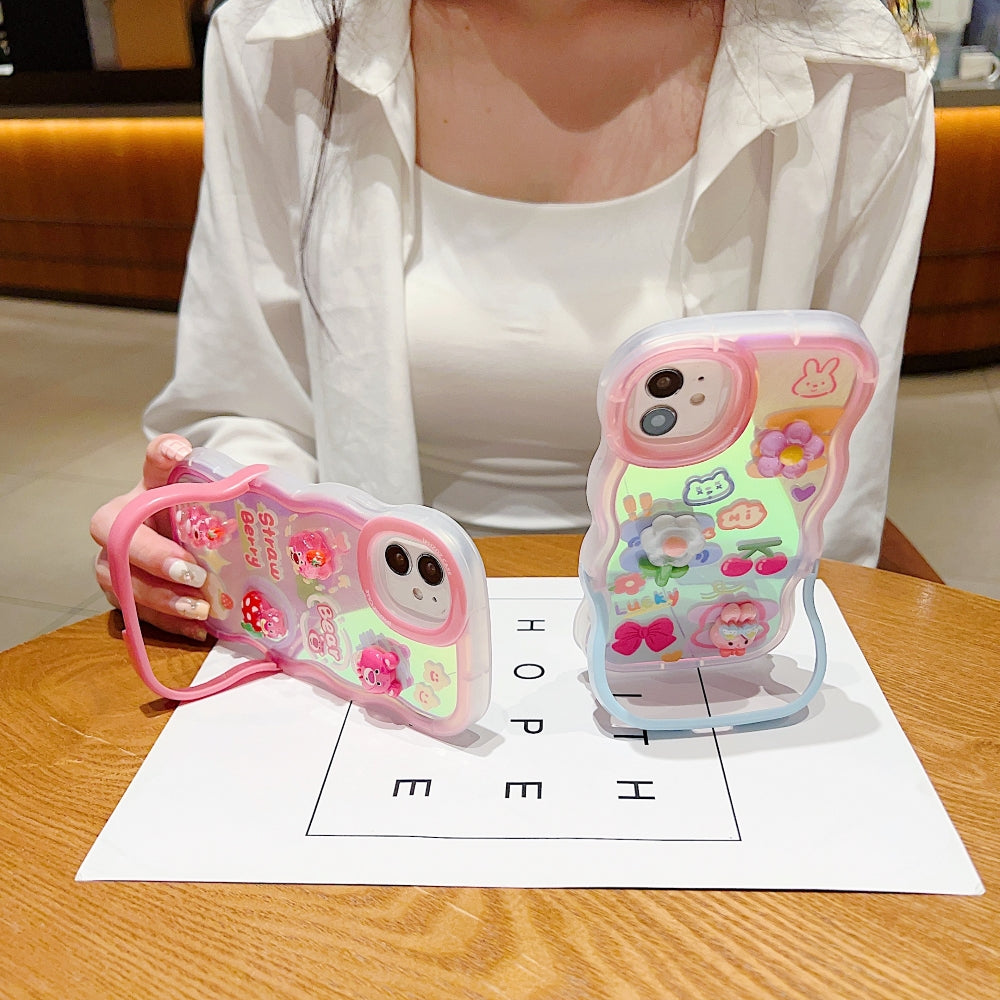 3D Fancy Bear Toy PC (Hard) | TPU (Soft) Printed Cover with Stand - iPhone 15 Pro