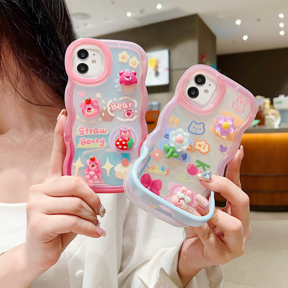 3D Fancy Bear Toy PC (Hard) | TPU (Soft) Printed Cover with Stand - iPhone 15 Pro