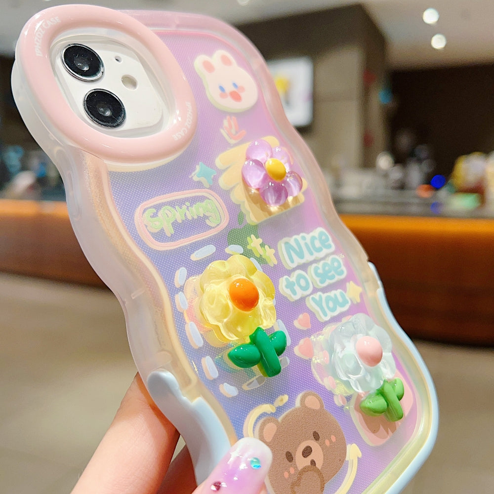 3D Fancy Bear Toy PC (Hard) | TPU (Soft) Printed Cover with Stand - iPhone 15