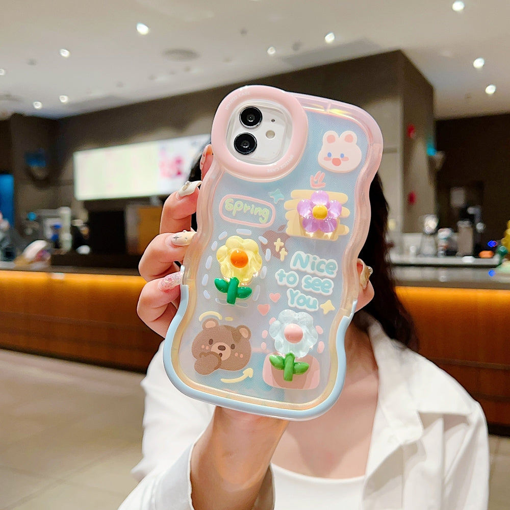 3D Fancy Bear Toy PC (Hard) | TPU (Soft) Printed Cover with Stand - iPhone 15 Pro