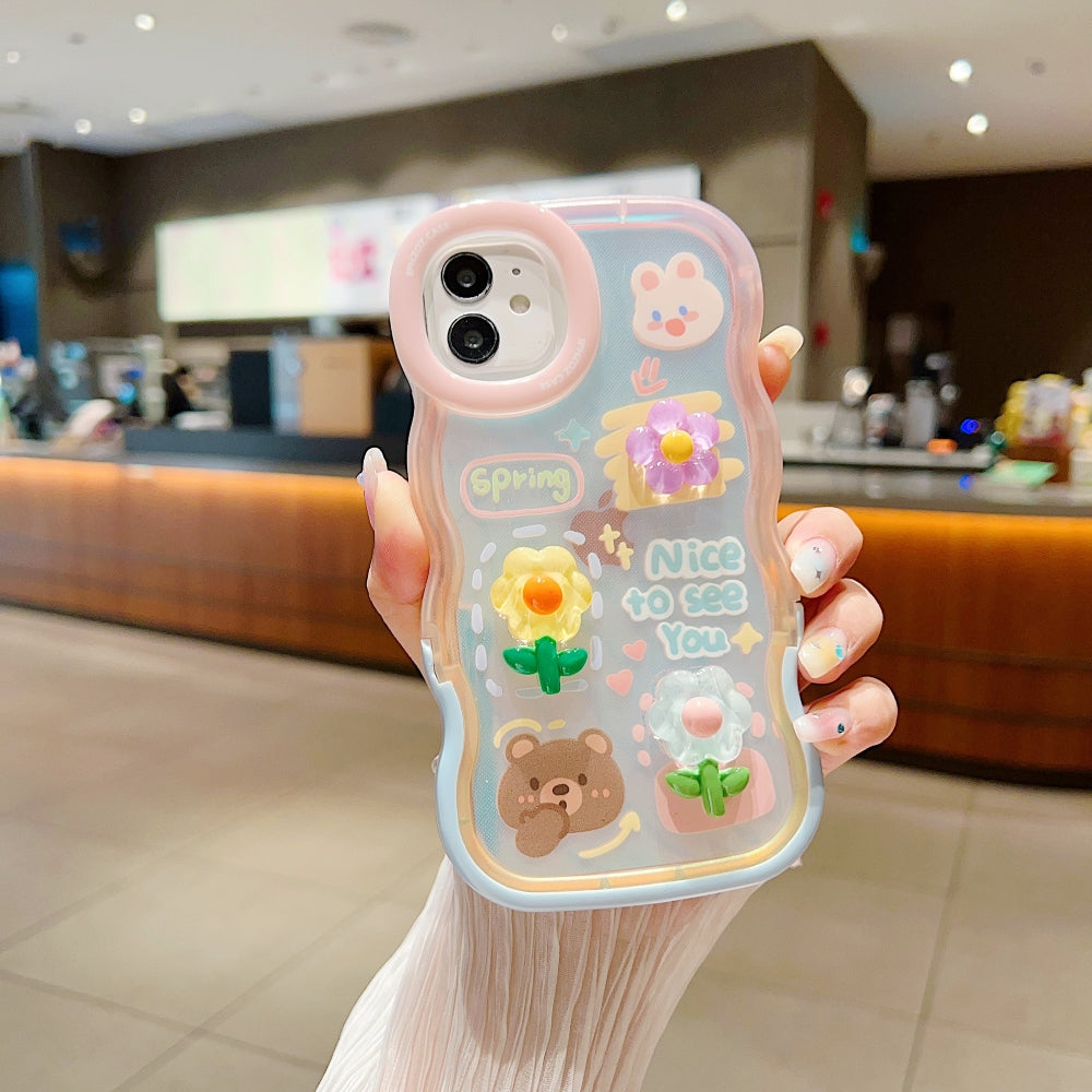 3D Fancy Bear Toy PC (Hard) | TPU (Soft) Printed Cover with Stand - iPhone 13 Pro