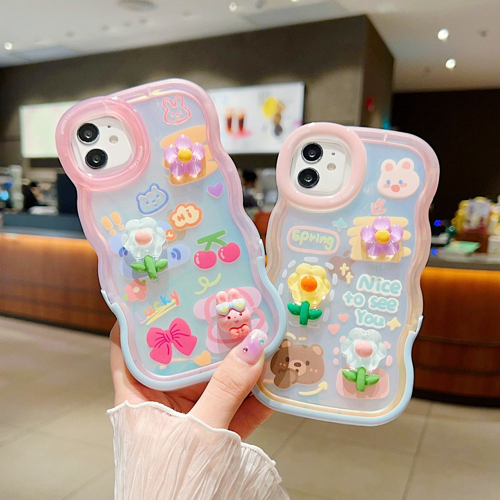 3D Fancy Bear Toy PC (Hard) | TPU (Soft) Printed Cover with Stand - iPhone 15 Pro Max