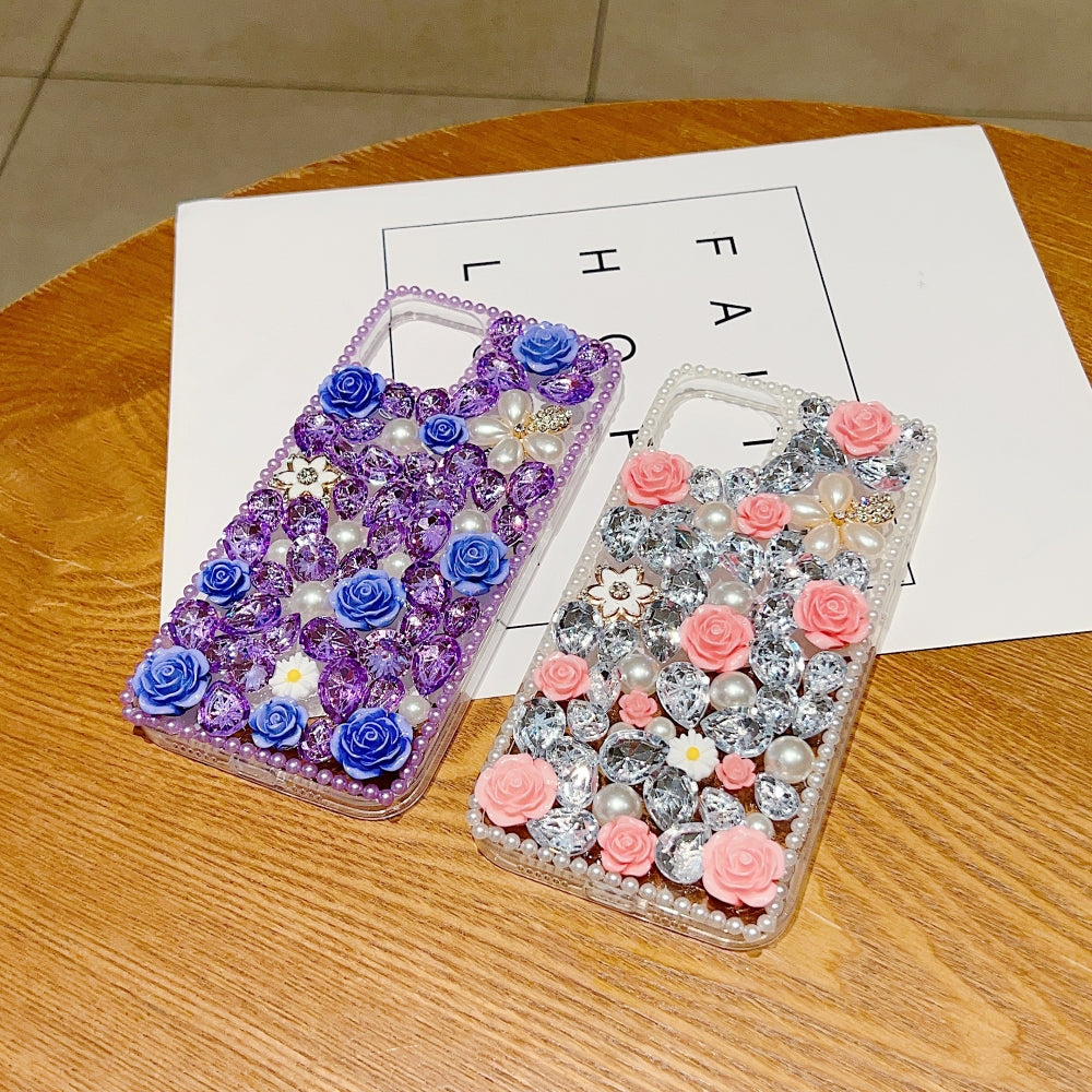 Luxury Crystal Gem and Flower Camera Protection Case