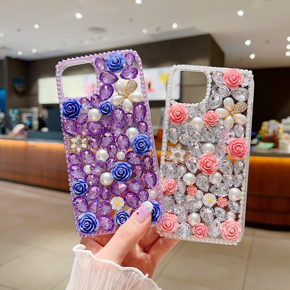 Luxury Crystal Gem and Flower Camera Protection Case