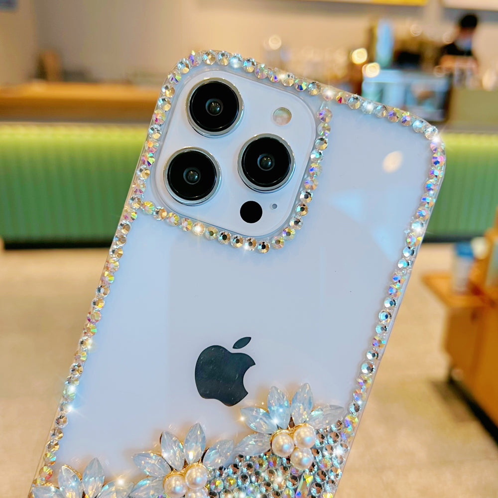 Handmade Transparent Diamond Gemstone Soft Case - iPhone 15 Pro Max