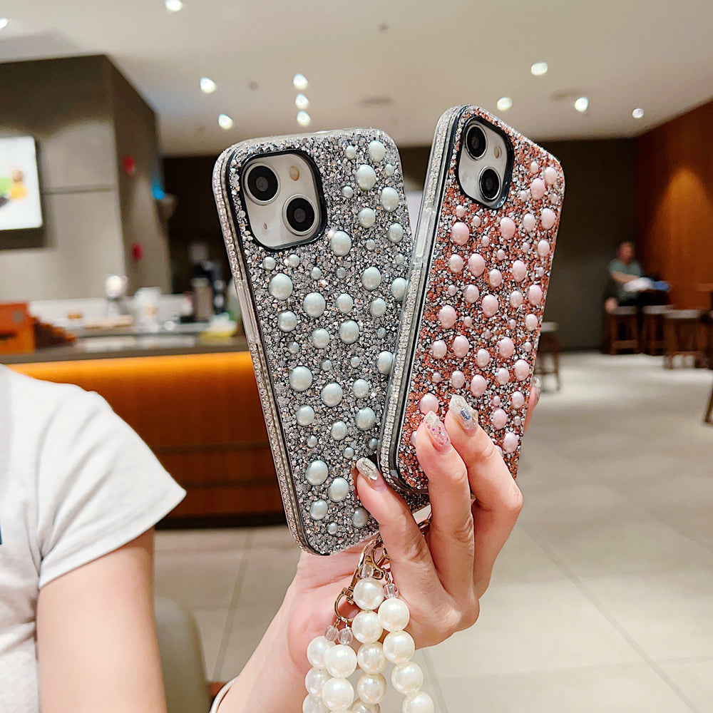 Shockproof Bling Pearl PC (Hard) Case With Pearl Bracelet - OnePlus Nord CE 3 Lite