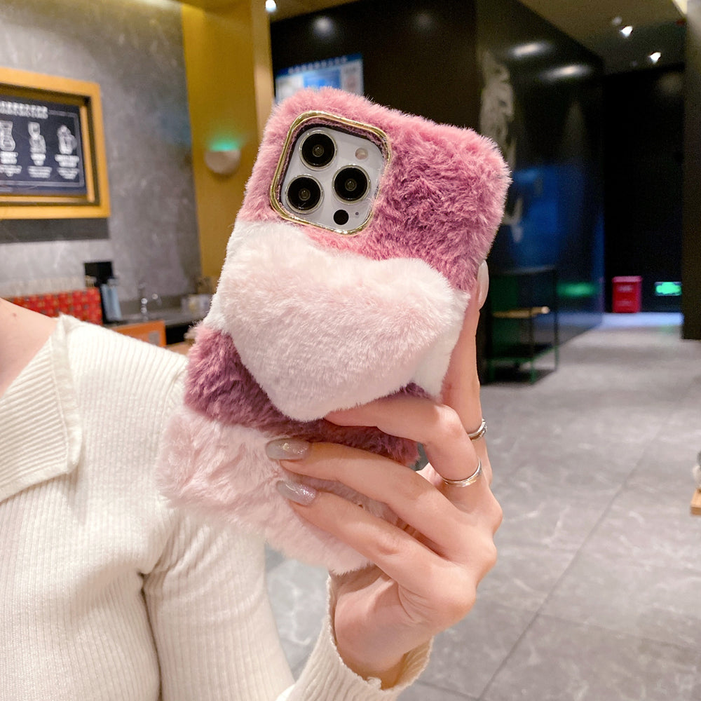 Anti-shock Soft Fur Heart Shape Pop Case