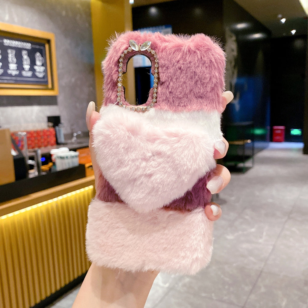 Anti-shock Soft Fur Heart Shape Pop Case