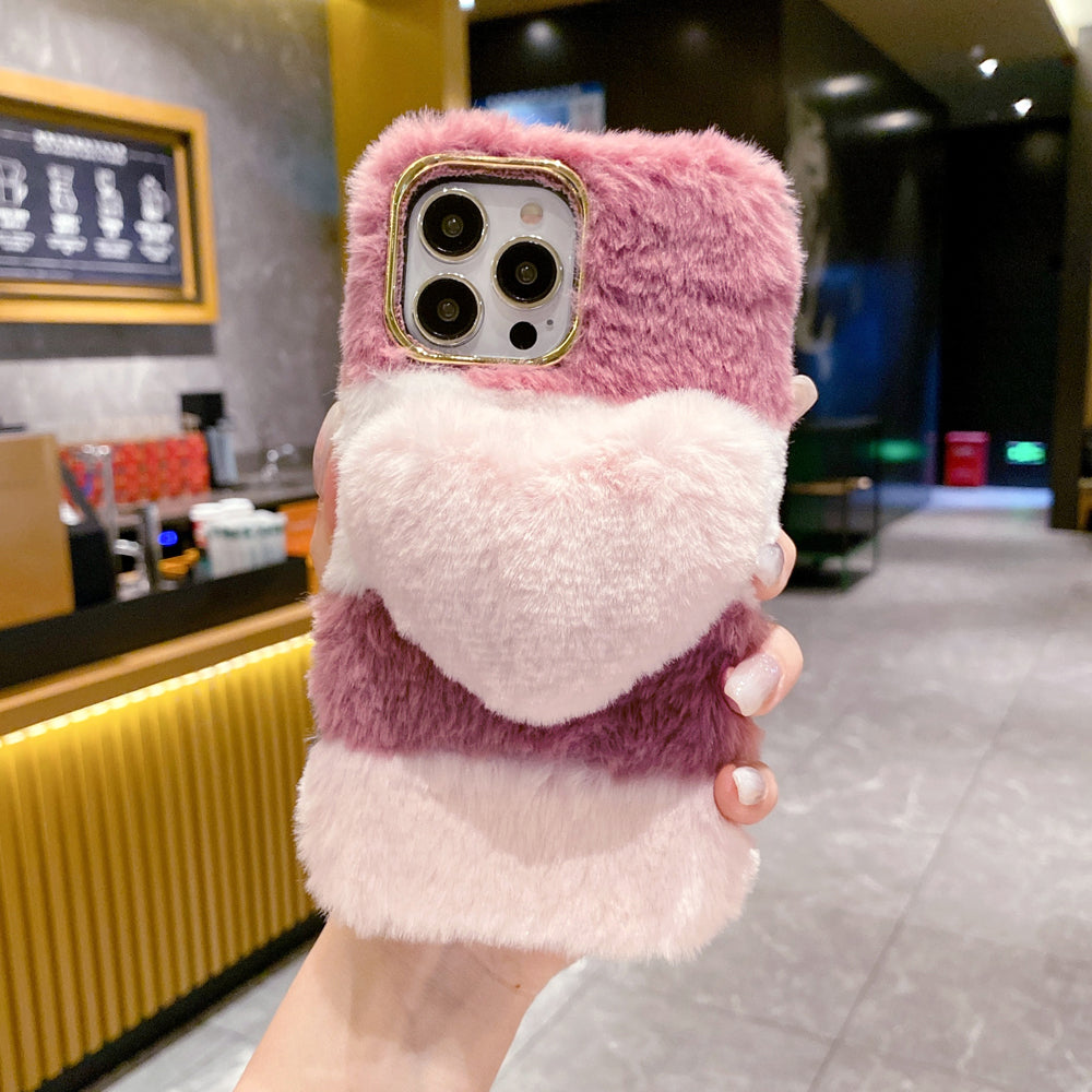 Anti-shock Soft Fur Heart Shape Pop Case
