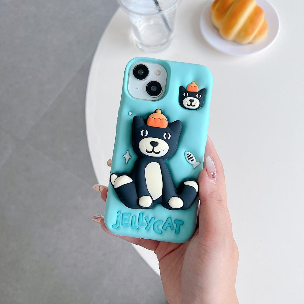 Jelly Cat Stand Silicone Phone Case