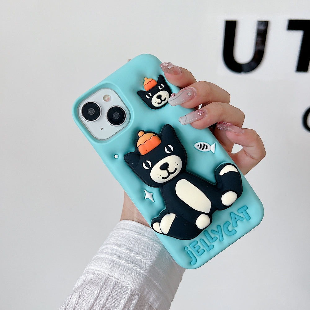 Jelly Cat Stand Silicone Phone Case