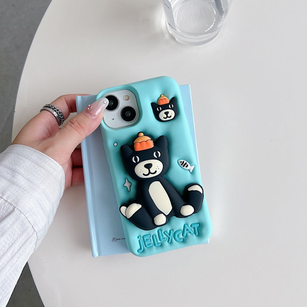 Jelly Cat Stand Silicone Phone Case