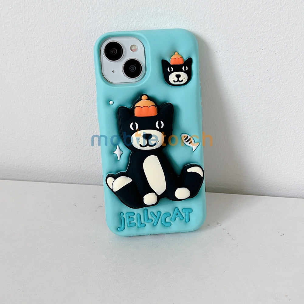 Jelly Cat Stand TPU (Soft) Silicone Phone Case | Mobile Cover - iPhone 15 Pro Max