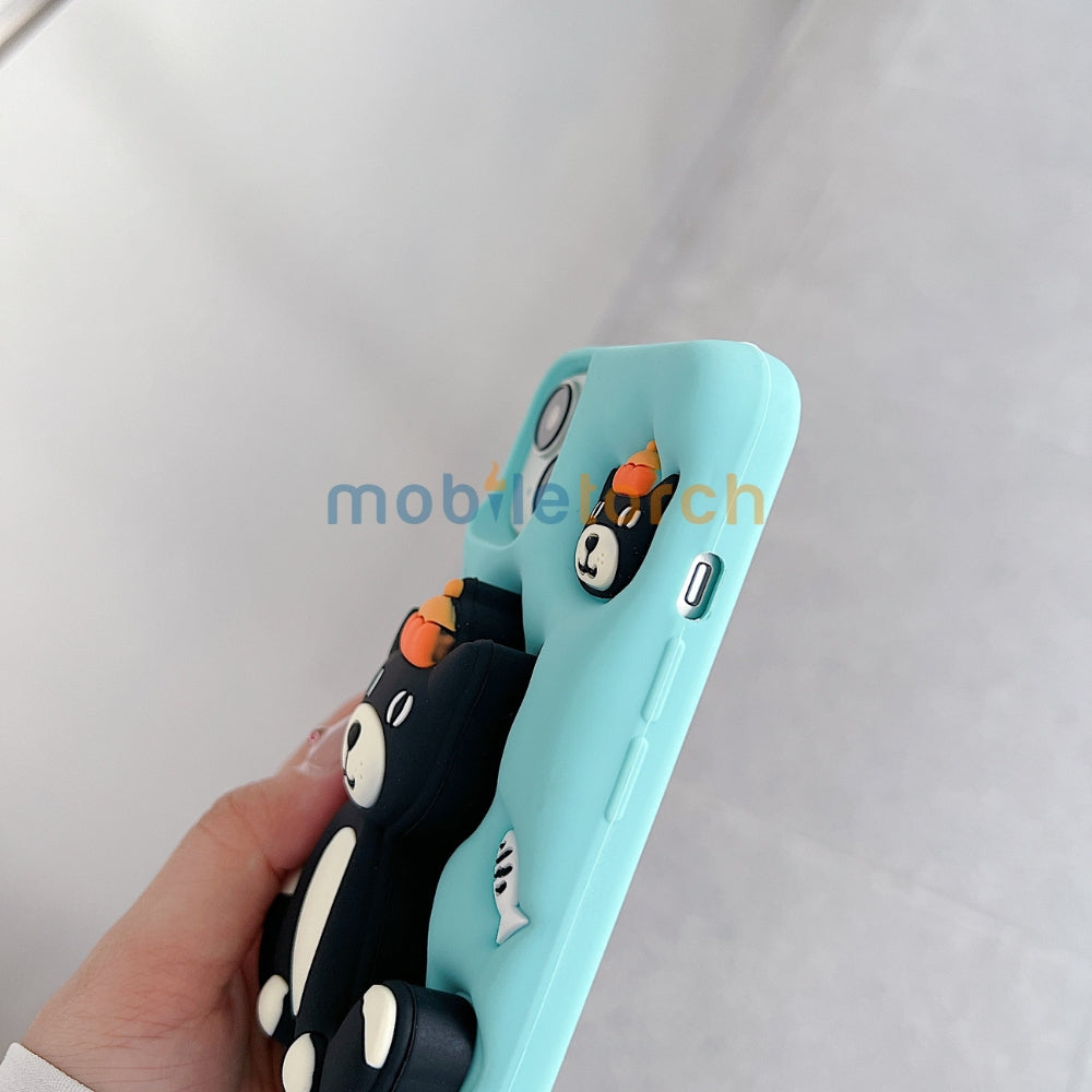 Jelly Cat Stand TPU (Soft) Silicone Phone Case | Mobile Cover - iPhone 15 Pro Max