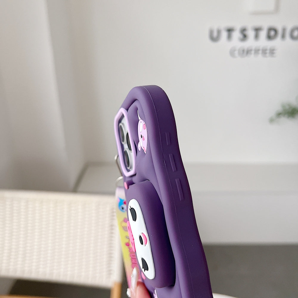 Kuromi Retractable Stand Phone Case with Shoulder Strap