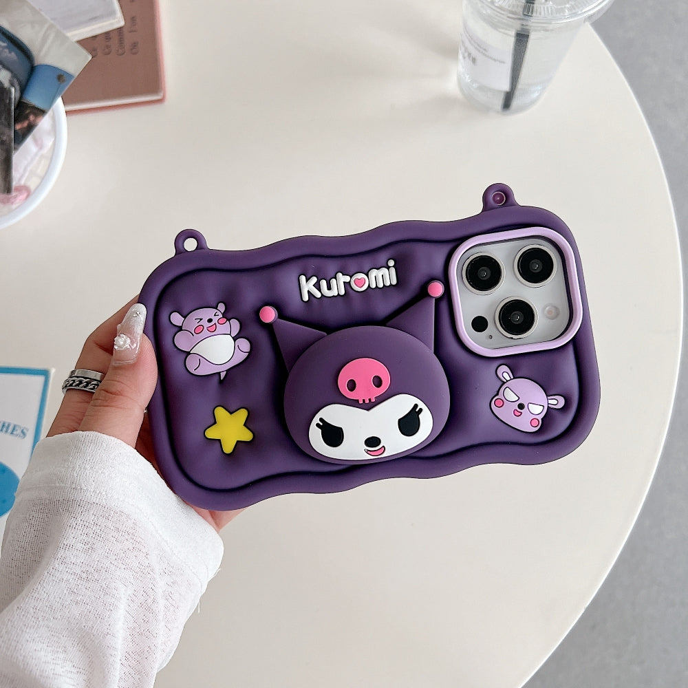 Kuromi Retractable Stand Phone Case with Shoulder Strap