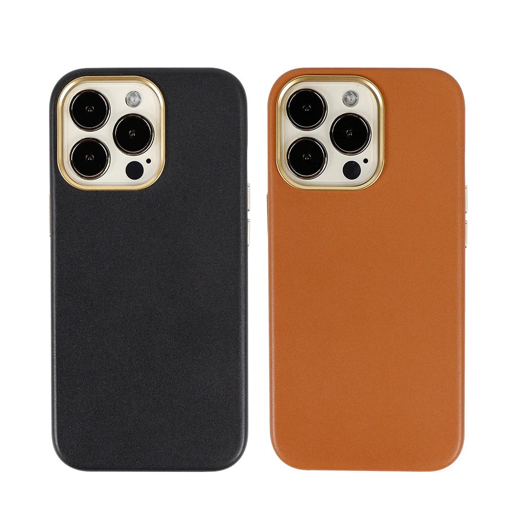 Leather Chrome PC Ring Cover - iPhone 14