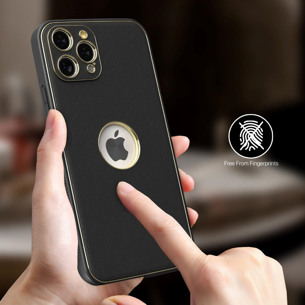 Leather Metal Plating Camera Protection Cover - iPhone 12 Pro