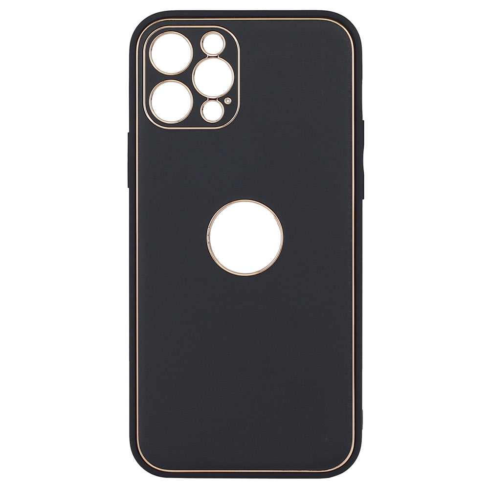 Leather Metal Plating Camera Protection Cover - iPhone 12 Pro