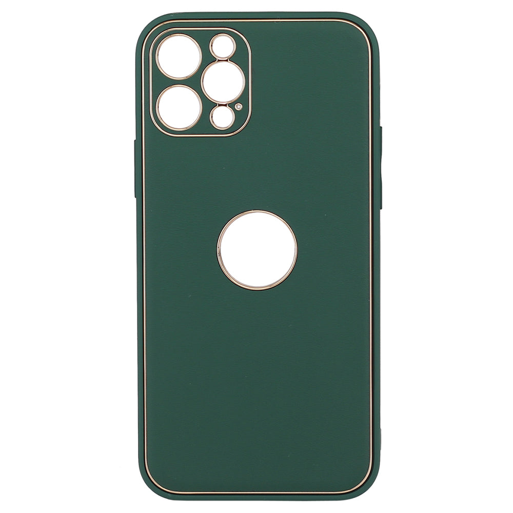 Leather Metal Plating Camera Protection Cover - iPhone 12 Pro