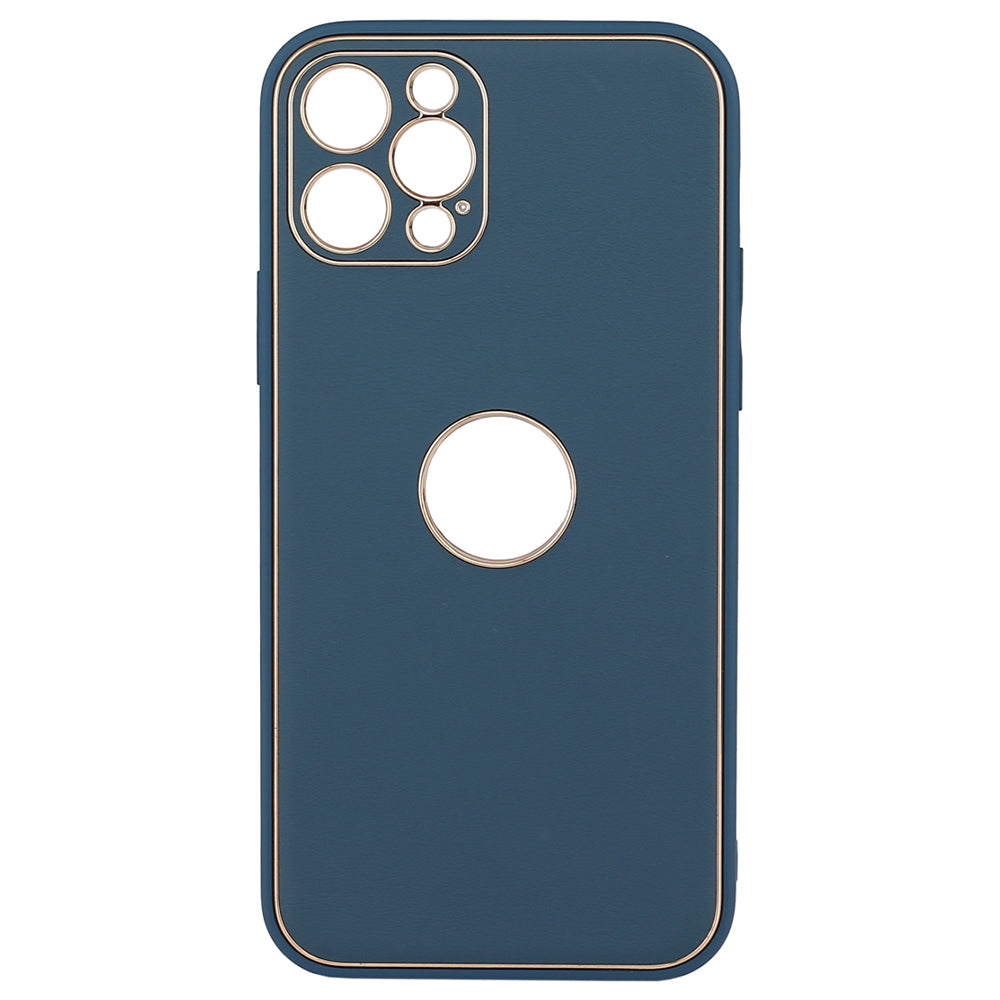 Leather Metal Plating Camera Protection Cover - iPhone 12 Pro