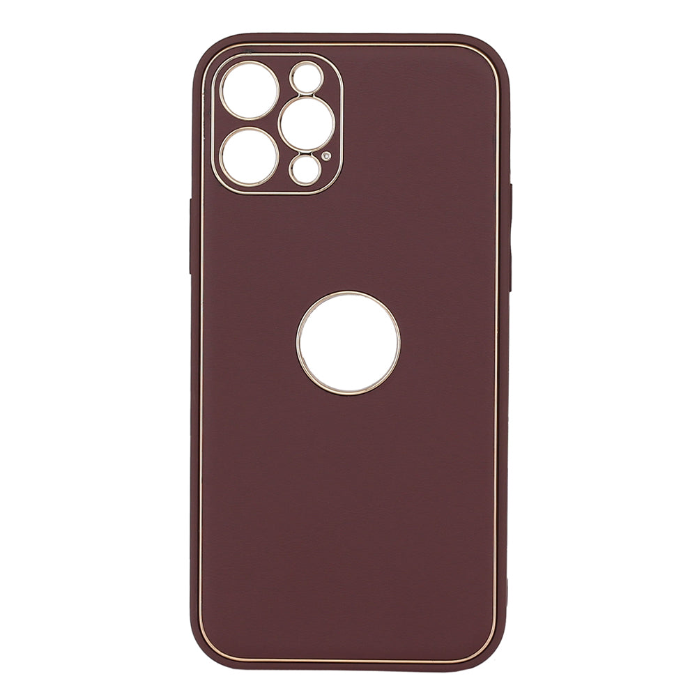 Leather Metal Plating Camera Protection Cover - iPhone 12 Pro