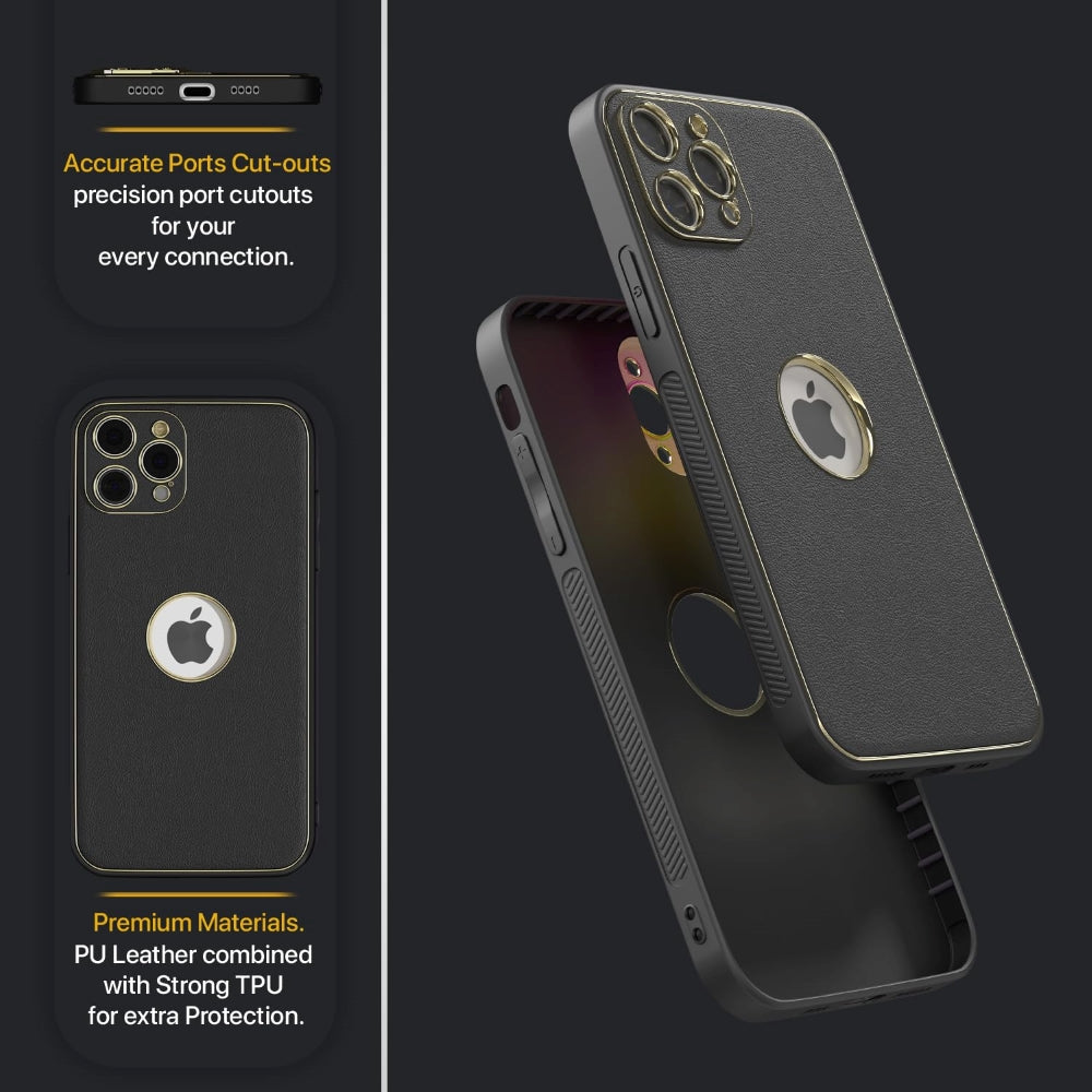Leather Metal Plating Camera Protection Cover - iPhone 12 Pro