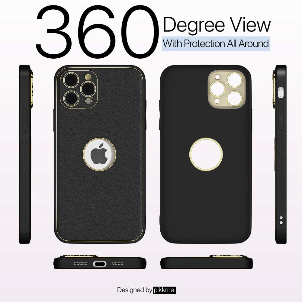 Leather Metal Plating Camera Protection Cover - iPhone 12 Pro